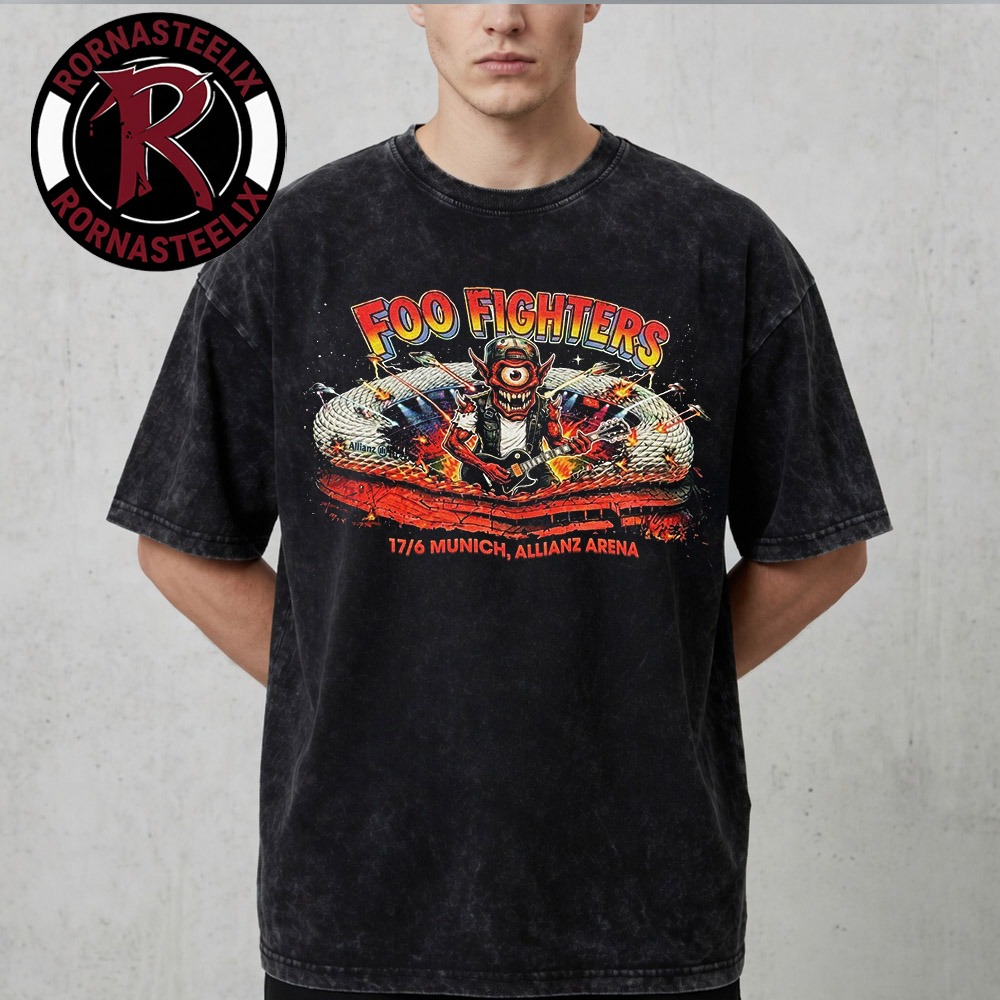 Foo Fighters Munich Take Cover Tour 2026 Exclusive Tee At Allianz Arena On June 17 2026 Washed T Shirt Foo Fighters Munich Take Cover Tour 2026 Exclusive Tee At Allianz Arena On June 17 2026 Washed T Shirt