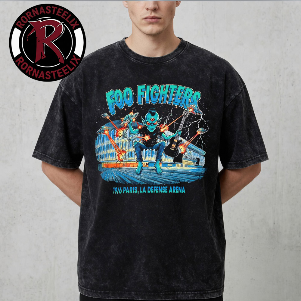 Foo Fighters Paris France 2026 Exclusive Tee At La Defense Arena On 19 June 2026 Washed T Shirt Foo Fighters Paris France 2026 Exclusive Tee At La Defense Arena On 19 June 2026 Washed T Shirt