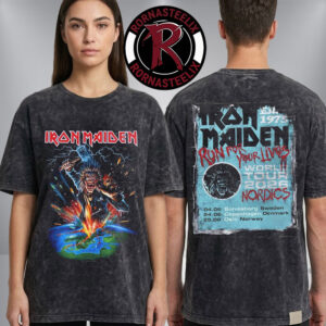 Iron Maiden Nordics Run For Your Lives World Tour 2026 Eddie’s Dive Bar Schedule Tour Dates Washed T Shirt