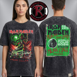 Iron Maiden Run For Your Lives Wolrd Tour 2026 Milan Italy Exclusive Tee At San Siro Stadium On June 17 2026 Washed T Shirt