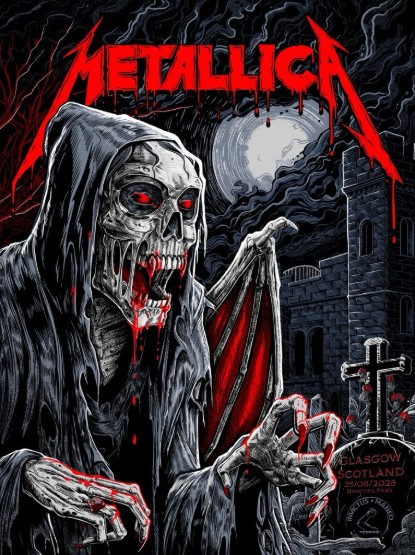 Metallica M72 Glasgow Scotland Pop Up Poster At Hampden Park On June 25 2026
