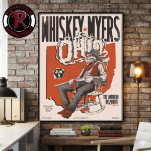 Whiskey Myers Cincinnati Ohio 2026 Poster Show At Riverbend Music Center On June 9 2026 The Southern Hospitality Tour 2026 Poster Canvas Decor