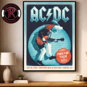ACDC Denver CO Pwr Up Tour 2026 Event Poster At Empower Field at Mile High On July 28 2026 Poster Decor Canvas
