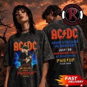 ACDC Denver Pwr Up Tour 2026 Exclusive Tee At Empower Field at Mile High On July 28 2026 Washed T Shirt