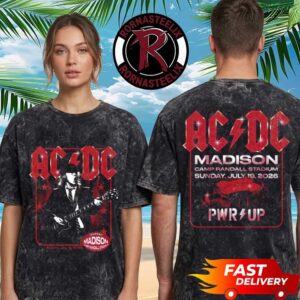 ACDC Madison WI Pwr Up Tour 2026 Exclusive Tee At Camp Randall Stadium On July 19 2026 Washed T Shirt