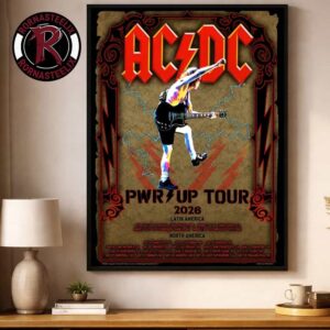 ACDC Pwr Up Tour 2026 Latin America North America Angus Lightning Schedule Tour Dates Poster Decor Canvas