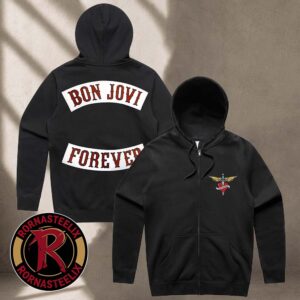 Bon Jovi Forever Album Black Zip Hoodie Official Band Merch
