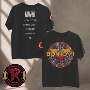 Bon Jovi Heart And Dagger Stained Glass Forever Tour 2026 Black T Shirt Concert Merch