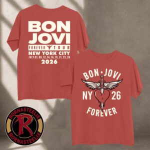 Bon Jovi New York Forever Tour 2026 Vintage Red T-Shirt NYC Concert Merch