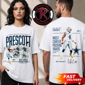 Dak Prescott Dallas Cowboys Celebrating QB1 Most Career Passing Yards In Cowboys History Another Franchise Record Broken Unisex T Shirt Two Sided