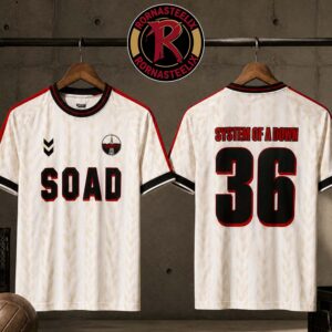 Exclusive White Football Jersey Shirt System Of A Down 2026 EU And UK Tour Pop Up Shop Merch