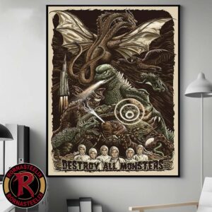 Godzilla And Destroy All Monsters Kaiju Battle Movie Poster Titan Monster Art Print