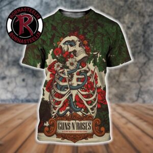 Guns N Roses Raleigh NC 2026 Event Poster At Carter Finley Stadium On July 23 2026 Skeleton Flowers 5 Years Comeback All Over Print Shirt