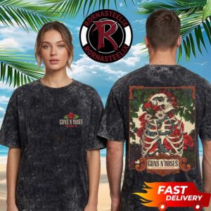 Guns N Roses Raleigh North Carolina 2026 Event Tee At Carter Finley Stadium On July 23 2026 Skeleton Flowers Washed T Shirt