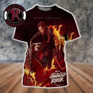 Marvel Studios Ghost Rider Official Poster Exclusively In Movie Theaters 2028 Ryan Gosling As Ghost Rider All Over Print Shirt