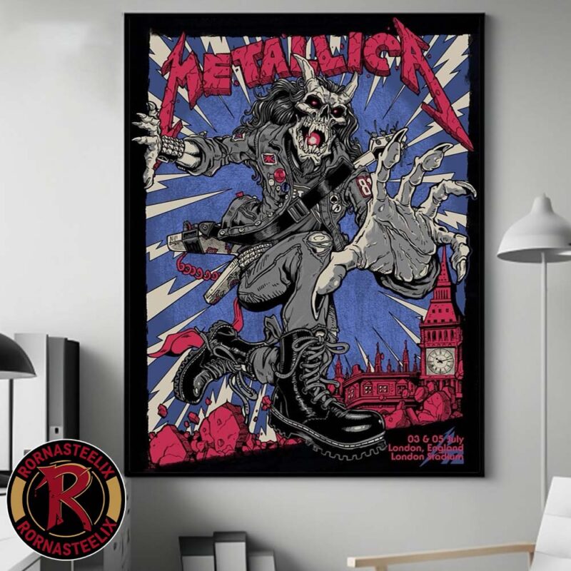 Metallica M72 London Pop up Shop Poster For London England at London Stadium on July 3 and 5 2026 Poster Canvas