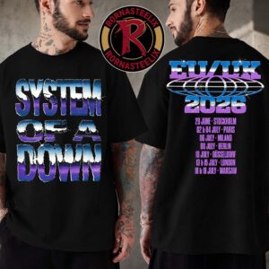 Official System Of A Down SOAD Tour 2026 Two Sided Unisex T-Shirt Graphic Tee Featuring EU and UK Tour Dates Rock Band Concert Apparel Fan Gift