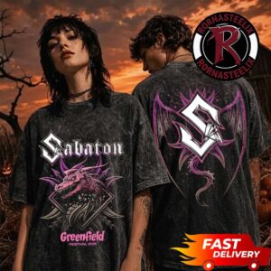 Sabaton Greenfield Festival 2026 Event Exclusive Tee Purple Dragon Head Washed T Shirt