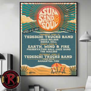Tedeschi Trucks Band Sun Sand And Soul Festival Poster At Miramar Beach Florida On April 15–17 2027 Poster Canvas