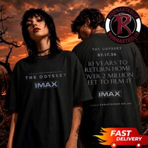 Travis Scott Cactus Jack x The Odyssey IMAX 10 Years To Return Home Over 2 Million Feet To Film It A Film By Christopher Nolan Unisex T Shirt Two Sided