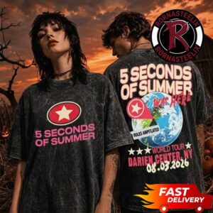 5 Seconds Of Summer New York 2026 Merch Tee Everyone’s a Star World Tour At Darien Lake Amphitheater In Darien Center NY On August 3 2026 Washed T Shirt