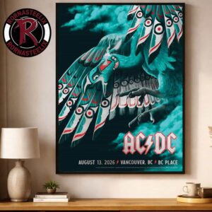 ACDC Pwr Up Tour 2026 Vancouver BC Concert Poster At BC Place On August 13 2026 Poster Decor Canvas