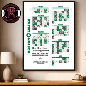 Boston Celtics NBA Official Schedule 2026 27 Season Poster Decor Canvas
