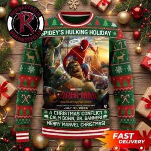 Calm Down Dr Banner Spidey’s Hulking Holiday Merry Marvel Christmas Spider Man Ugly Sweater