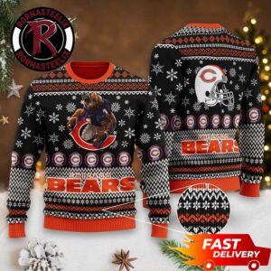 Chicago Bears Winter Wonderland Mascot Helmet NCAA Ugly Sweater