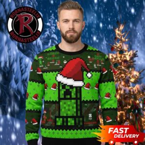 Creeper Green Christmas Hat Minecraft Ugly Sweater