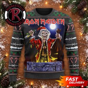 Eddie Santa Claus Christmas Holiday Metal Band Iron Maiden Ugly Sweater