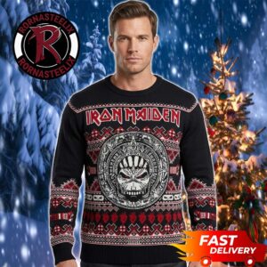 Iron Maiden Black And Red Pattern Eddie Star Iron Maiden Ugly Sweater
