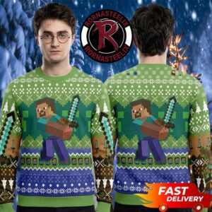 Minecraft Steve Warrior Diamond Sword 2026 Christmas Minecraft Ugly Sweater