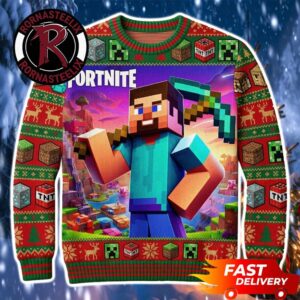 Minecraft x Fortnite Steve Minecraft Ugly Sweater