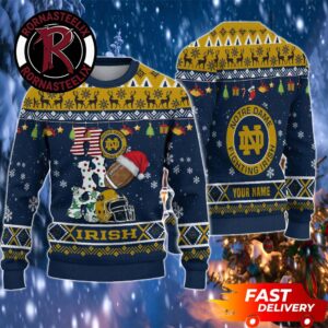 Notre Dame Fighting Irish Football Gift HO HO HO NCAA Ugly Sweater