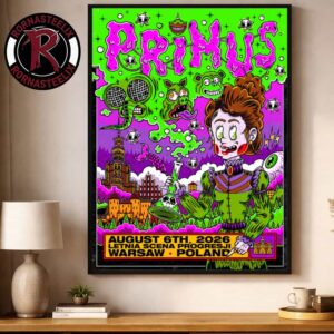 Primus Band Warsaw Poland 2026 Event Poster At Letnia scena Progresji On August 6 2026 Poster Decor Canvas