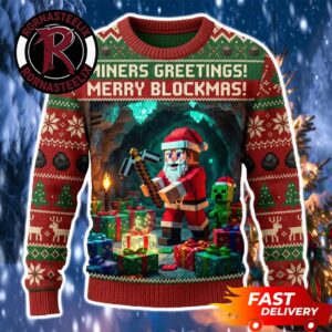 Santa Claus Diamond Christmas Merry Blockmas Gift 2026 Minecraft Ugly Sweater