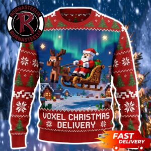 Santa Claus Voxel Christmas Delivery Minecraft Ugly Sweater