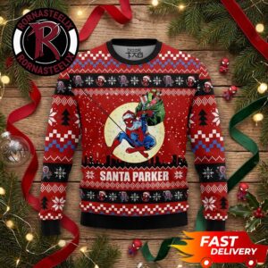 Santa Parker Spider Man Santa Claus Brings Gift For Kids NYC Spider Man Ugly Sweater