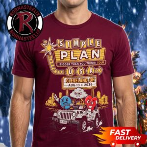 Simple Plan Cleveland OH Official Tee Show At Jacobs Pavilion On August 13 2026 Bigger Than You Think Tour Unisex T Shirt