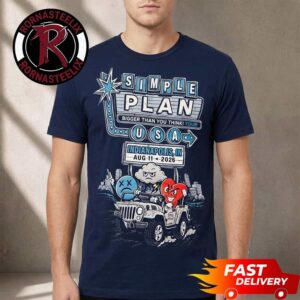 Simple Plan Indianapolis IN 2026 Merch Tee Bigger Than You Think Tour 2026 On August 11 2026 At White River State Park Unisex T Shirt