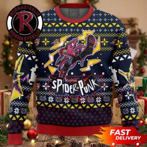Spider Punk Christmas Jumper Knit Into Spider Verse Spider Man Ugly Sweater