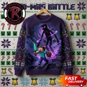 Steve vs Slenderman With Diamond Sword Minecraft Ugly Sweater