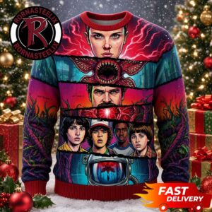 Stranger Things Fights With Demogorgon In Upside Down Ugly Sweater