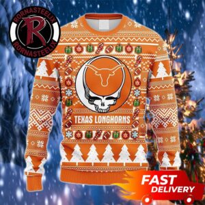Texas Longhorns x Grateful Dead Official Logo Christmas NCAA Ugly Sweater
