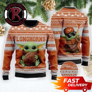 Texas Longhorns x Star War Baby Yoda NCAA Ugly Sweater