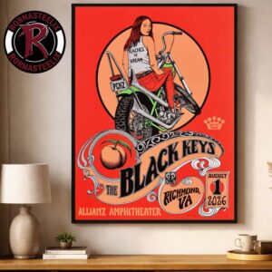 The Black Keys Peaches N Kream 2026 Richmond VA Event Poster At Allianz Amphitheater On August 1 2026 Poster Decor Canvas
