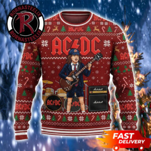 Angus Young Pwr Up Tour 2026 Christmas Pattern Gift ACDC Ugly Sweater