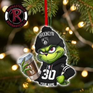Brooklyn Nets x Grinch Coffee Custom Name Christmas Holiday Gift 2026 NBA Ornament