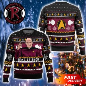 Captain Picard Make It Snow Christmas Star Trek Ugly Sweater